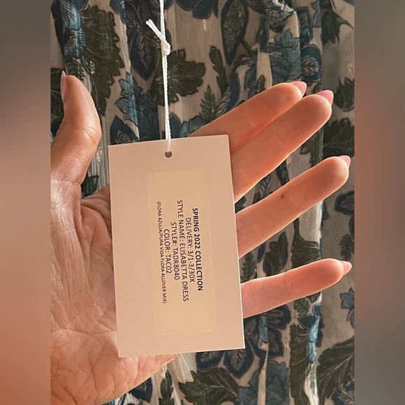 NWT MISA Los Angeles Elisabetta Chic Boho Blue White Floral Blouson Mini Dress - Picture 5 of 10